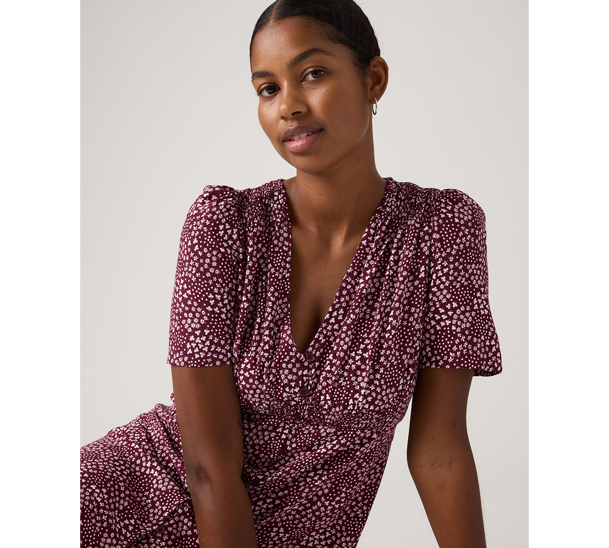 Levi's Juniors' Paola Short-Sleeve Crepe Midi Dress