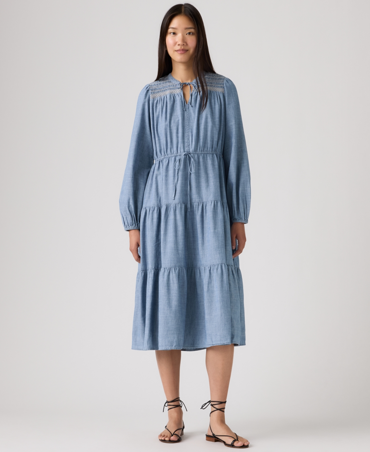 Levi's Juniors' Seren Round Neck Tiered Midi Dress