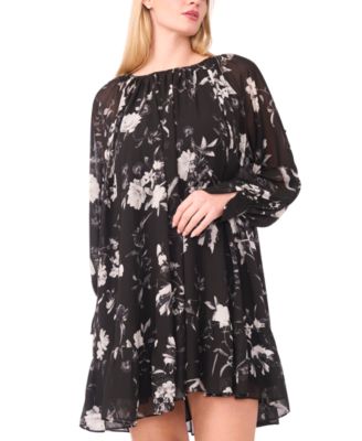 Plus Size Printed Round Neck Shift Dress