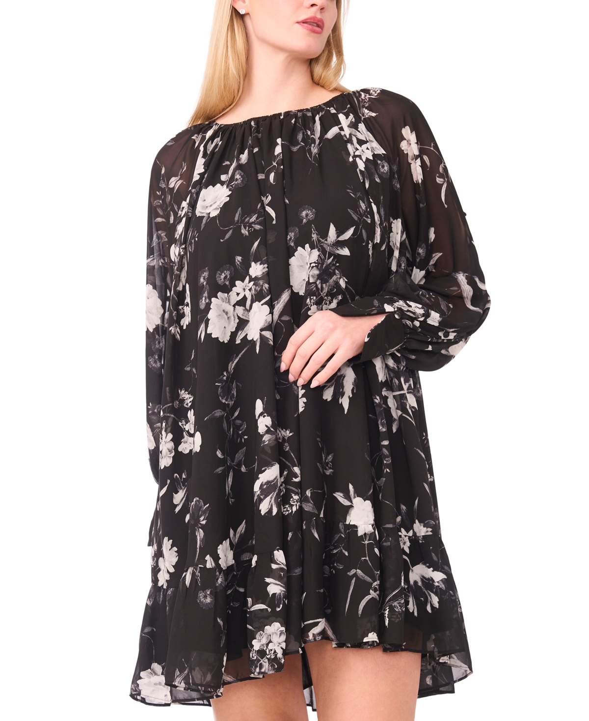 Msk Plus Printed Round Neck Shift Dress