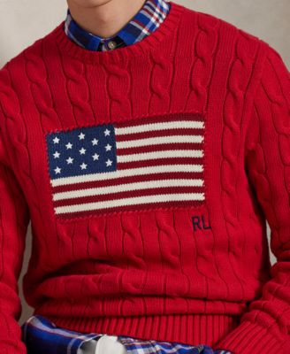 Men's  Cable-Knit Flag Sweater