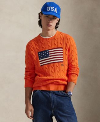Men's  Cable-Knit Flag Sweater