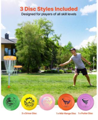 Disc Golf Set 5-Piece Starter Discs with Marker Putter Mid-Range Driver