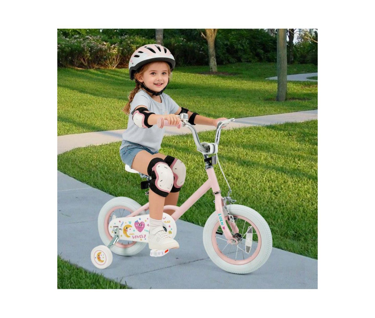 Детская игрушка HONGGE Inch Kids Bike with Adjustable Training Wheels, цвет: Розовый — фото 7
