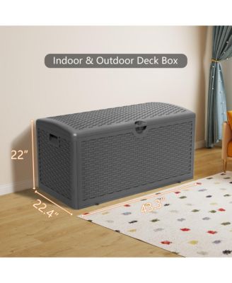 80 Gallon Large Outdoor Storage Box - Waterproof, Lockable and UV-Resistant Resin Deck Box for Patio, Pool, and Garden Tools.Black