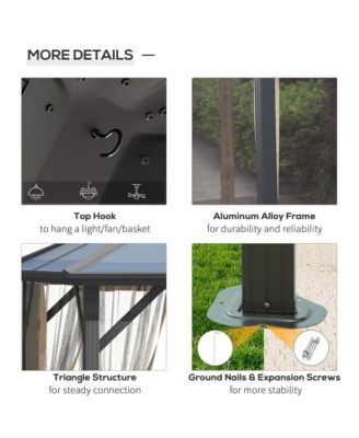 12' x 10' Hardtop Polycarbonate Gazebo Canopy with Top Vent,