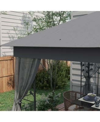 10' x 11.5' Metal Patio Gazebo with Double Canopy and Decorative Tree Motifs