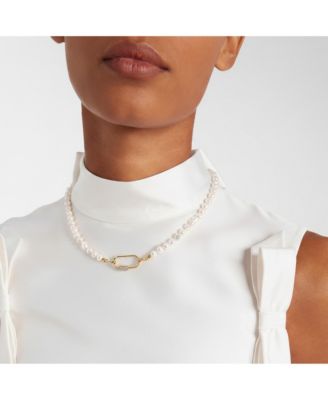 7–8mm Baroque Freshwater Pearl Necklace with Gold Plated Carabiner Clasp