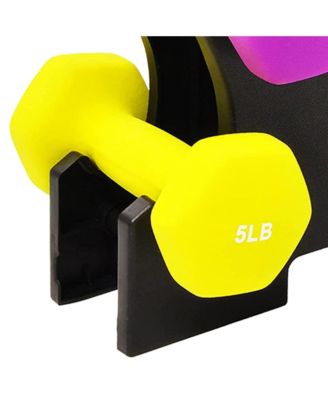 BalanceFrom Neoprene Dumbbell Set with Rack, Nonslip Coated Weights for Women and Men, Strength Training, Multiple Sizes and Colors