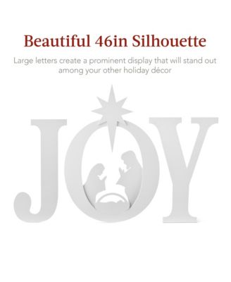 46in Outdoor JOY Christmas Nativity Decoration w/ Weather Resistant PVC, Ground Stakes