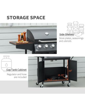 4 Burner Propane Gas Grill with Side Burner,