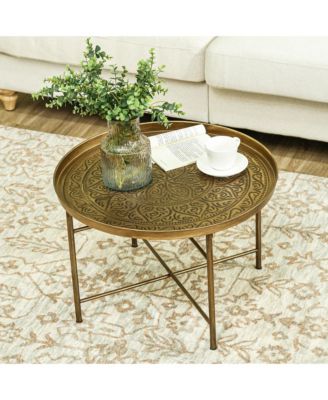 24" Round Table with Hamme Tray Top & Metal Frame,