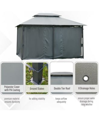 10'x13' Outdoor Canopy 2-Tier Top Gazebo BBQ Party Tent,