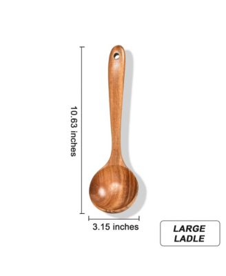 9-Piece Natural Teak Wooden Kitchen Utensils Set