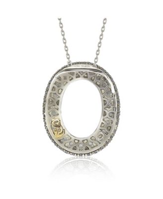 Suzy Levian Sterling Silver Sapphire 3-D Letter "O" Initial Pendant