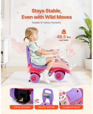 Ride On Toddler Push Car, Kids Ride-On Toy with Horn, Music & Storage, 48.5 lbs Load, Foot-to-Floor Walker for Boys Girls 19–36M, Pink