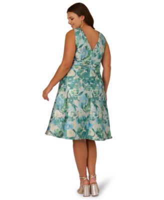 Plus Size Floral Jacquard Midi Dress