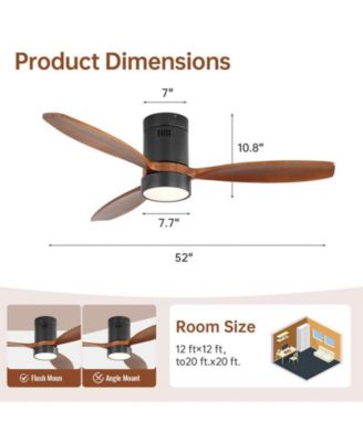 52-inch Classic Black 3-Blade Flush Mount Ceiling Fan with Light and Remote Control