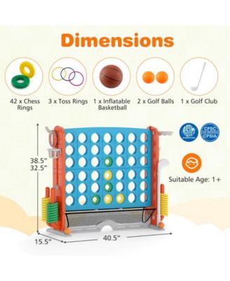 Jumbo 4 to Score Game with Ring Toss and Basketball Hoop