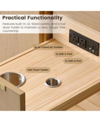 60" Double Bathroom Vanity with Carrara Engineered Stone Top, Ceramic Sink and Soft-Close Drawers