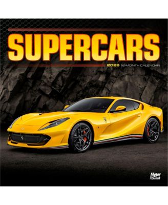 Motor Club Supercars | 2026 12 x 24 Inch (Hanging) Monthly Square Wall Calendar | Plastic-Free
