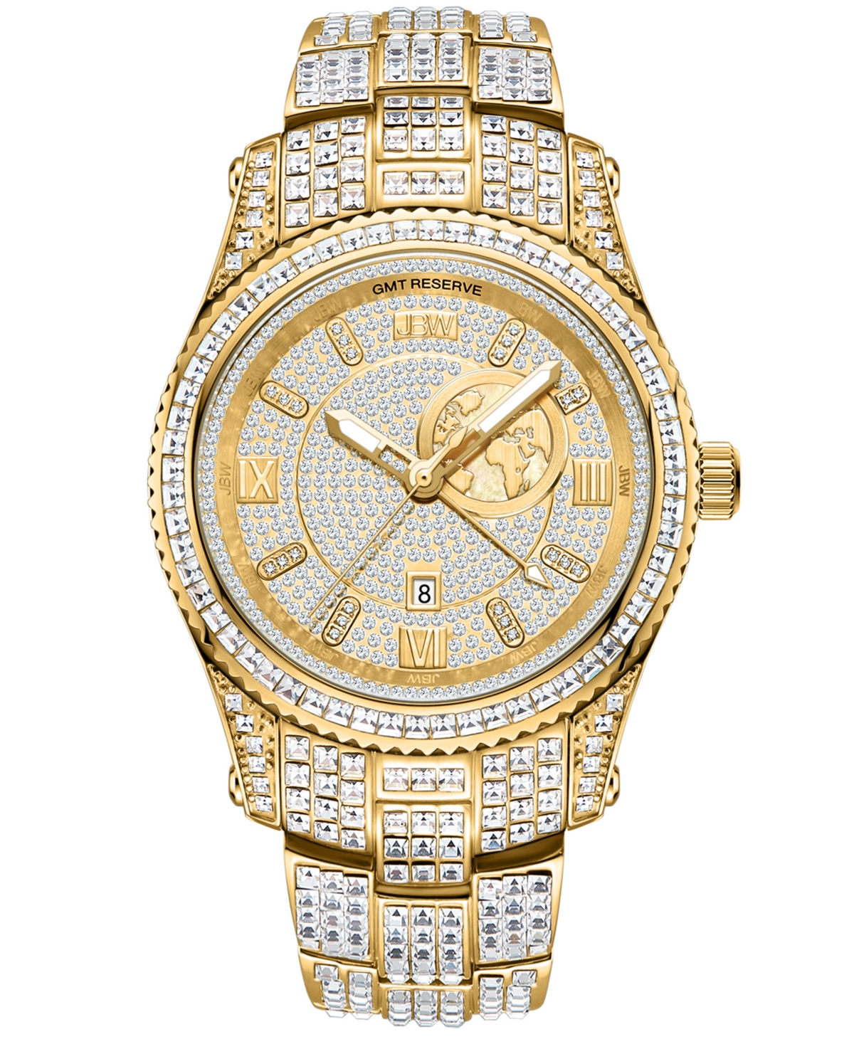 Jbw Women's Reserve Jet Crystal Diamond (0.115 ct. t.w.) Swiss Multifunction Two-Tone Stainless Steel Watch, 46mm