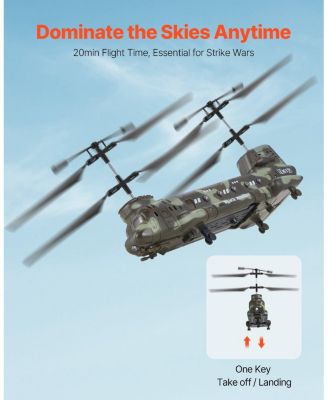 RC Helicopter, 2.4GHz Military 3.5-Channel with LED Lights, 20 Min Flight, One-Key Takeoff/Landing Toy for Kids 8