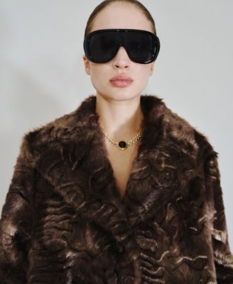 Women's Textured Faux-Fur Coat