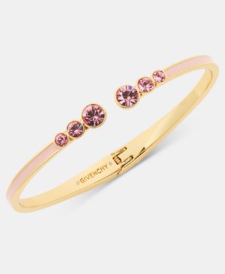 Color Crystal & Inlay Open Bangle Bracelet