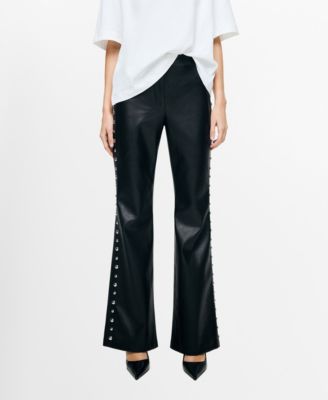 MANGO - Women's Studded Faux-Leather Trousers