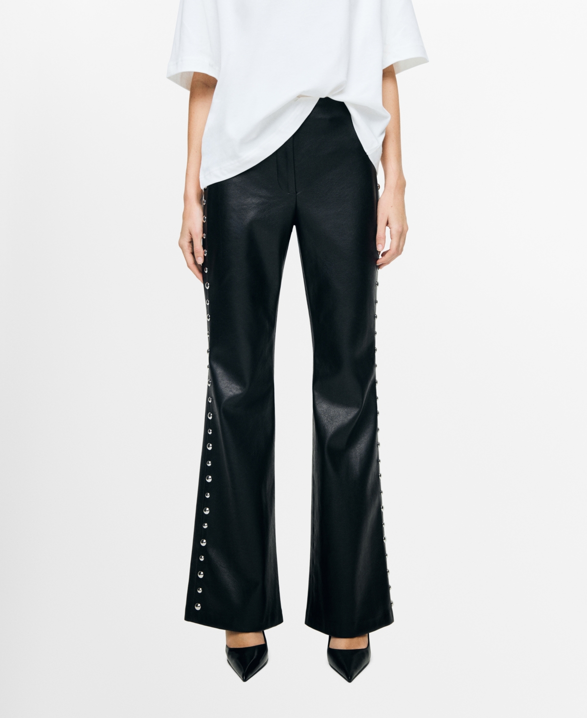 Mango Women's Studded Faux-Leather Pants