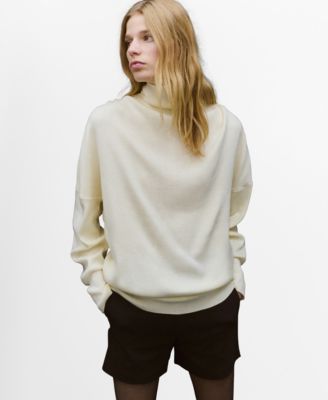MANGO - Women's Ruched Turtleneck Sweater