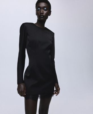 Women's Lace Trim Hem Open-Back Dress