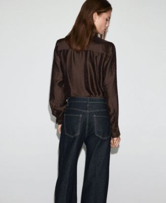 Women's Rhinestones Satin Shirt