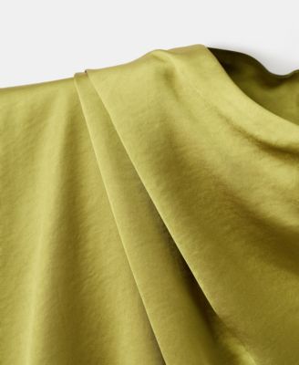 Women's Draped Neck Satin Blouse