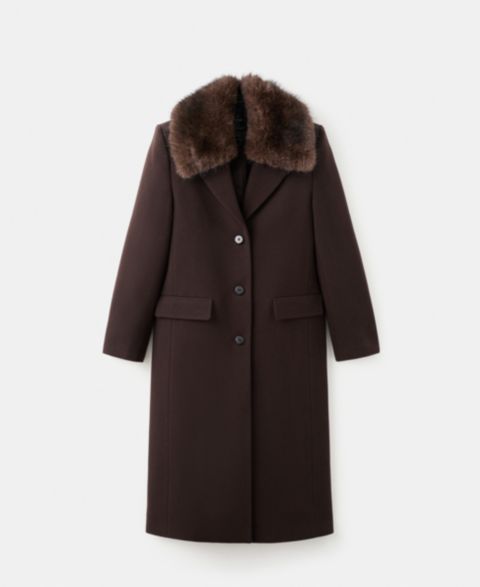 Женские куртки MANGO Fur Collar Wool Coat