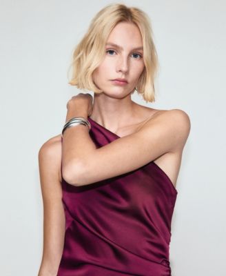 Women's Side Slits Asymmetrical Satin Dress