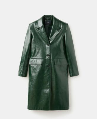 Women's Long Faux-Leather Coat