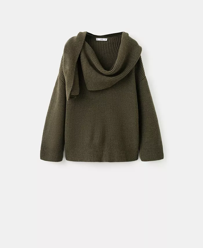 Women's Knitted Scarf Sweater - thumbnail 5