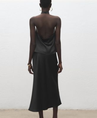 Women's Draped Neck Satin Top