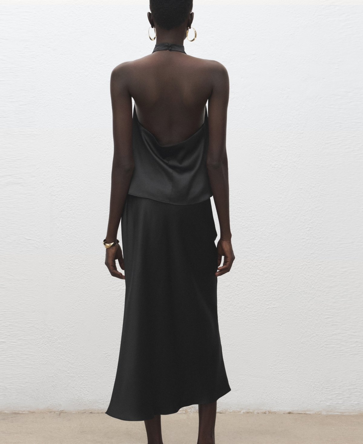 Mango Women's Draped Neck Satin Top