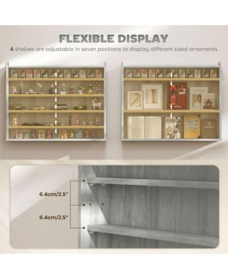 5-Tier Display Cabinet Glass Cabinet with 4 Adjustable Shelves,