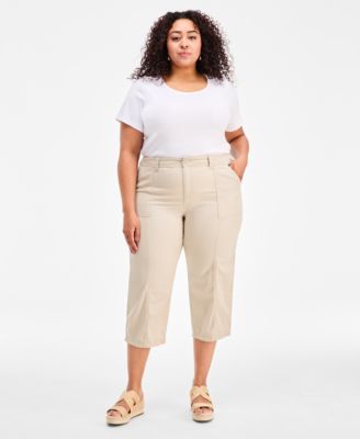 Plus Size Seam Utility Capri Pants