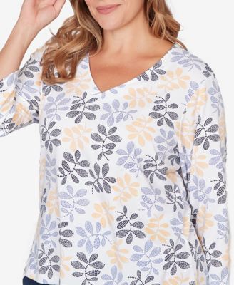Plus Size Printed Stretch Jersey V-Neck Top