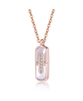 Women's 18K Rose Gold Plated Mother Of Pearl & CZ Necklace