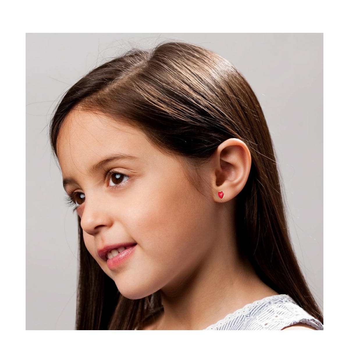 GiGiGirl 14K Gold Plated with Red Enamel Heart Design Stud earrings