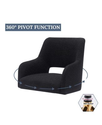 Mid-Century Modern Large Boucle Swivel Accent Arm Chair