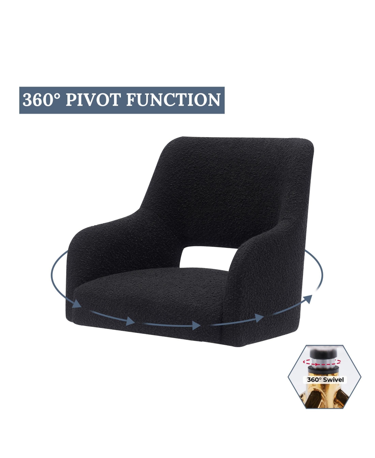 Mid-Century Modern Large Boucle Swivel Accent Arm Chair