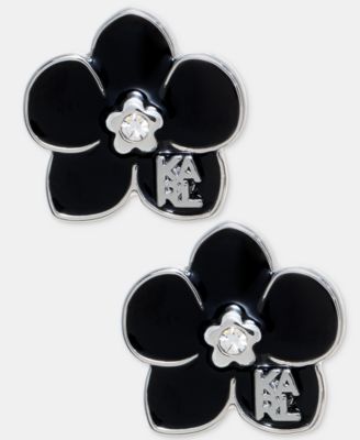 Karl Lagerfeld Paris Glass Stone Orchid Stud Earrings - BlackSilver 28$