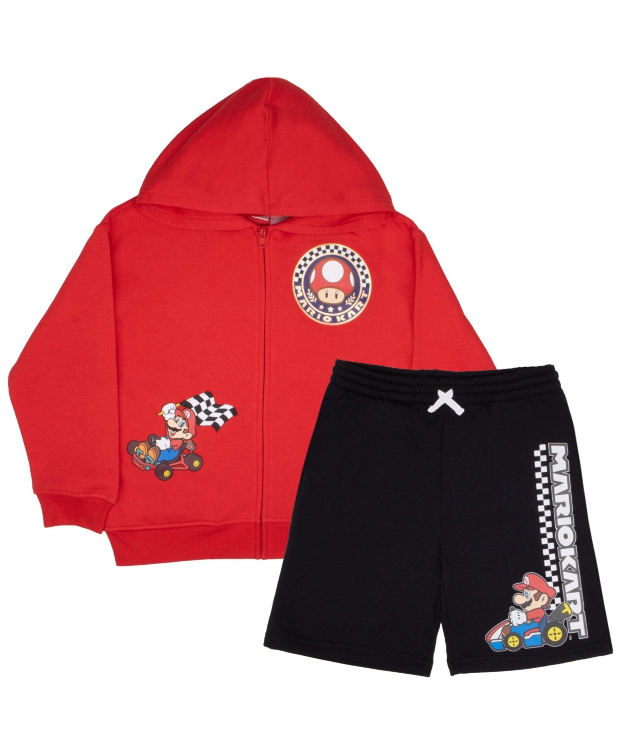 Mario Kart Big Boys Super Mario Hoodie and Shorts 2-Piece Outfit Set